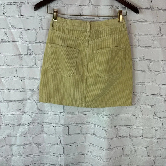 hollister tan corduroy mini skirt front zip sz 1 boho western - Picture 4 of 7
